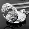 Alwesam Silver Dragon Design Quartz Pocket Watch Roman Numerals with