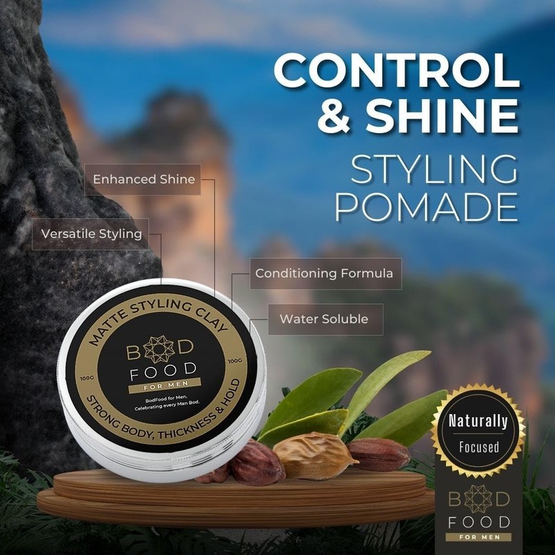BodFood Australia Styling Pomade - Medium Hold, Enhanced Shine Pomade