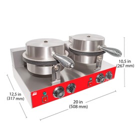 ALDKitchen Waffle Cone Maker | Commercial Waffle Roll Maker | Nonstick Covering | Stainless Steel | 110V (Double)