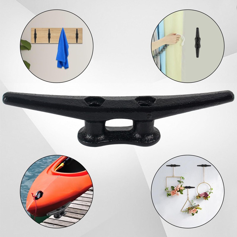 BALAVA Boat Cleats 6 inch,Boat Dock Cleats,Electrophoretic Coated Black Dock