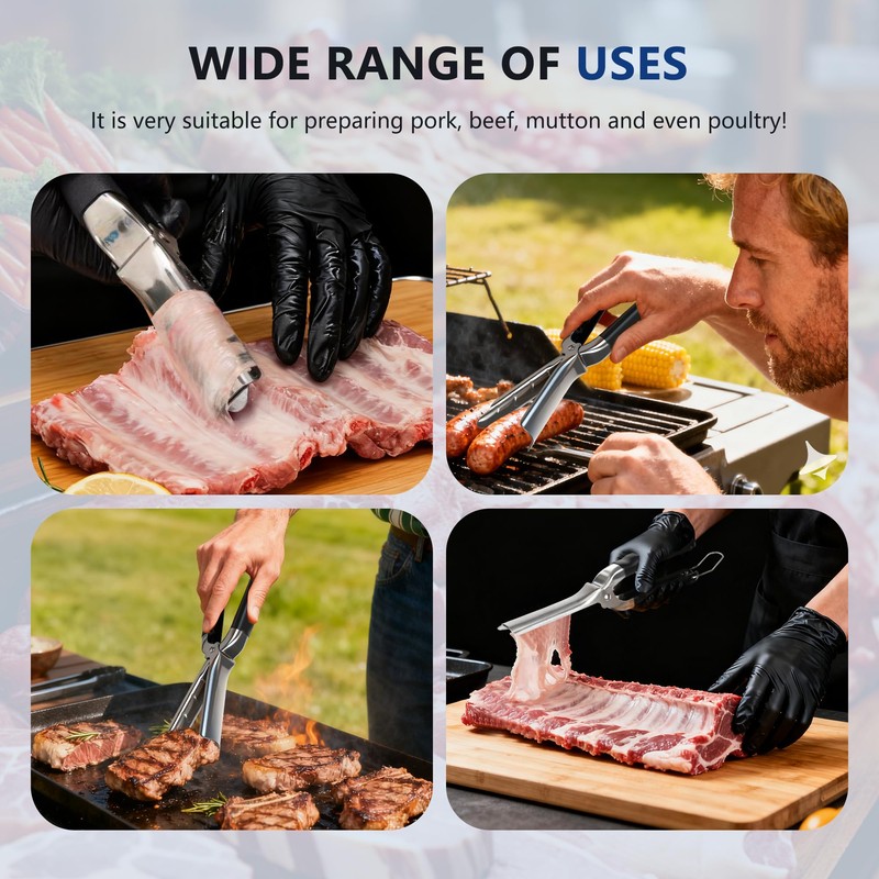 UoeRing Rib Membrane Remover Tool, 304 Stainless Steel, for BBQ,