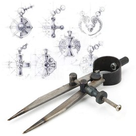 TMISHION Herramienta de joyería, Marcador de joyería, 4" Largo, Punto fino, Divisor cuadrado, Piernas cónicas, Círculos, Calibre