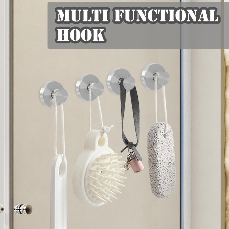 2 Pcs Metal Suction Cup Hooks, Bathroom Vacuum Suction Hooks