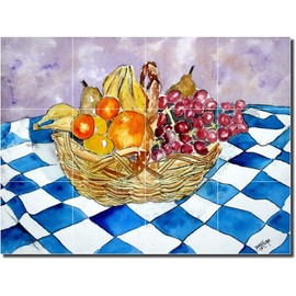 "Fruit Still Life II" by Derek McCrea - Artwork On Tile Ceramic Mural 12.75" x 17" Kitchen Backsplash