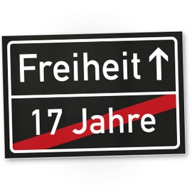 DankeDir! Freiheit Achtzehn - Schild Ortsschild schwarz Geschenk 18. Geburtstag Freund Freundin Geschenkidee Geburtstagsgeschenk Volljährigkeit Geschenk 18er Geburtstagsparty