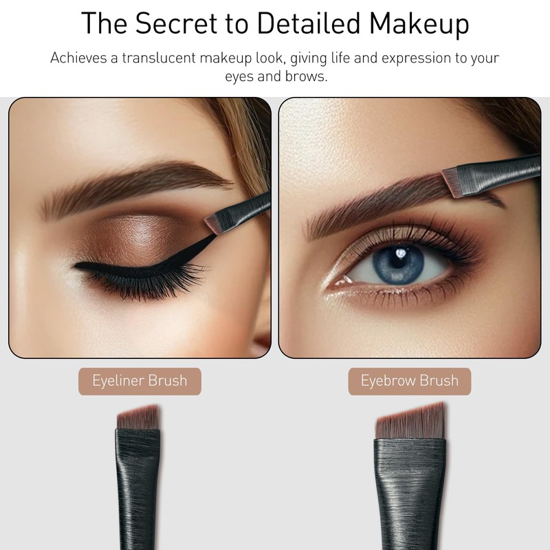 4 Pieces Black Fine Angled Eyeliner Brushes, Eye Liner brush,