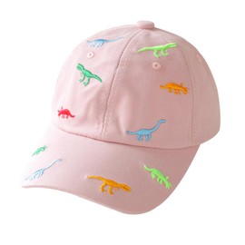 Children's Baseball Cap for Boys Girls Dinosaur Embroidery Adjustable Sports Cotton Cap Sun Hat UV Protection Baseball Cap Summer Autumn Kids Peaked Cap Golf Cap for 2-6 Years Baby Boys Girls, pink