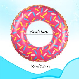 8 Donas Inflables para Niños Rosquilla Espolvoreada de 21.7 Pulgadas Donut de Flotadores de Piscina Juguete de Tubo de Natación Rosquilla de Colores Decoraciones de Fiesta Anillo Flotante (Rosa)