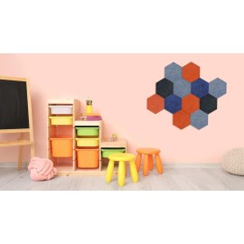 Luxor RCLMHEX092 Reclaim Stick-On Decorative Acoustic Panels - Storm Blue 6-Pack