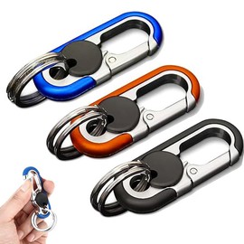 ZORTVUL Pack of 3 Key Chain Carabiner Car Key Ring Key Ring Key Ring for Car Motorcycle Bicycle Gift for Men Women, Blue, black, orange