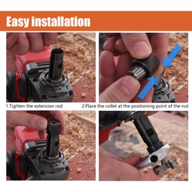 5/8"-11 Thread Angle Grinder Extension Shaft Set Electric Drill Conversion Collets Adapter Woodworking Tool Accessories Include Spring Collet 1/4" & 1/2" 3PCS Black