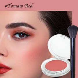Blushers for Cheeks Make up Blusher, Pink Powder Blushes Korean Makeup Blush, Peach Red Matte Blush Palette, Natural Look Long-Lasting Sweat-Resistant Blush(Tomato)