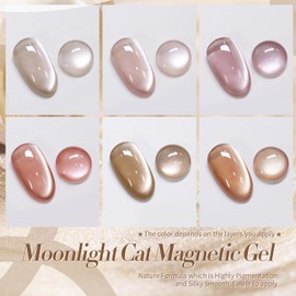 Born Pretty Cat Magnetic Eye Gel Nail Polish Cat Magnetic Shimmer Glitter Holographic Nail Polish Autumn Winter Moonlight Nude Brown Pink Purple 7ML 6PCS