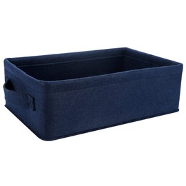 Decorative Storage Basket Collapsible Felt Bins Fabric Baskets Storage Organizer for Underwear Socks Bra Towel Toiletry Baby Products Storage Basket Navy Blue