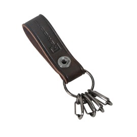 Kawaoto Men's Pueblo Leather Key Holder, Genuine Leather, 4 Hooks, Belt Loop Attachment, Slim, Smart Key Compatible, Gift, Red Ink