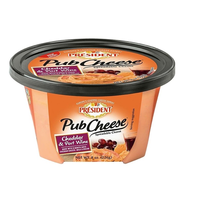 President Pub Cheese Cheddar and Port Wine, 8OZ, 6 Pack