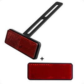 evermotor Universal Motorcycle E4 Reflector Rear Narrow Red with Long T-Holder Number Plate Rear Reflector Cat's Eye Scooter Quad E-Approved