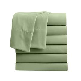 FreshCulture Full Flat Sheets Only, Pack of 6, Soft Microfiber Bedding Sheets for Home, Salons, Hotels, Bulk Flat Sheets Only Full Size (Sage Green)