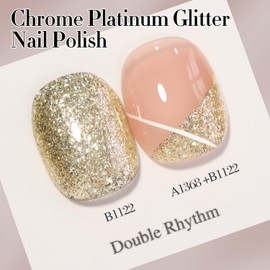 Double Rhythm 15ML Glitter Gel Polish Shimmer Reflective Holographic Color Magnetic for Nail Art Salon DIY at Home (B1122)