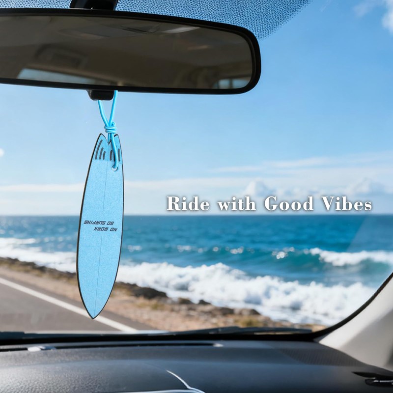 THEDOTS 5 Pack Surfboard Hanging Car Air Freshener, Beach Car
