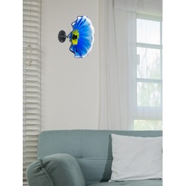 Dale Tiffany AW23138-D12 Fiore Bloom Hand Blown Flower Art Glass with Wall Mounting Bracket, Blue, 12-Inch Diameter