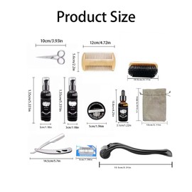 Beard Care Set for Men, 12-in-1 Beard Growth Kit with Beard Roller, 60 ml Beard Shampoo, Beard Growth, Razor Men, Beard Oil, Beard Brush, Beard Scissors, Gift for Men for Father's Day, Christmas