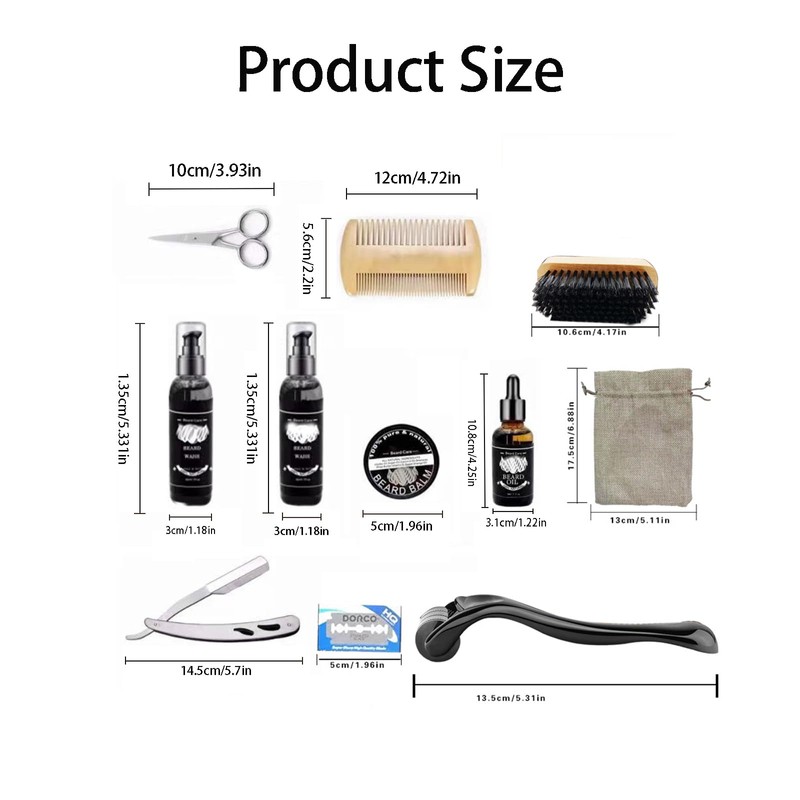Beard Care Set for Men, 12-in-1 Beard Growth Kit with