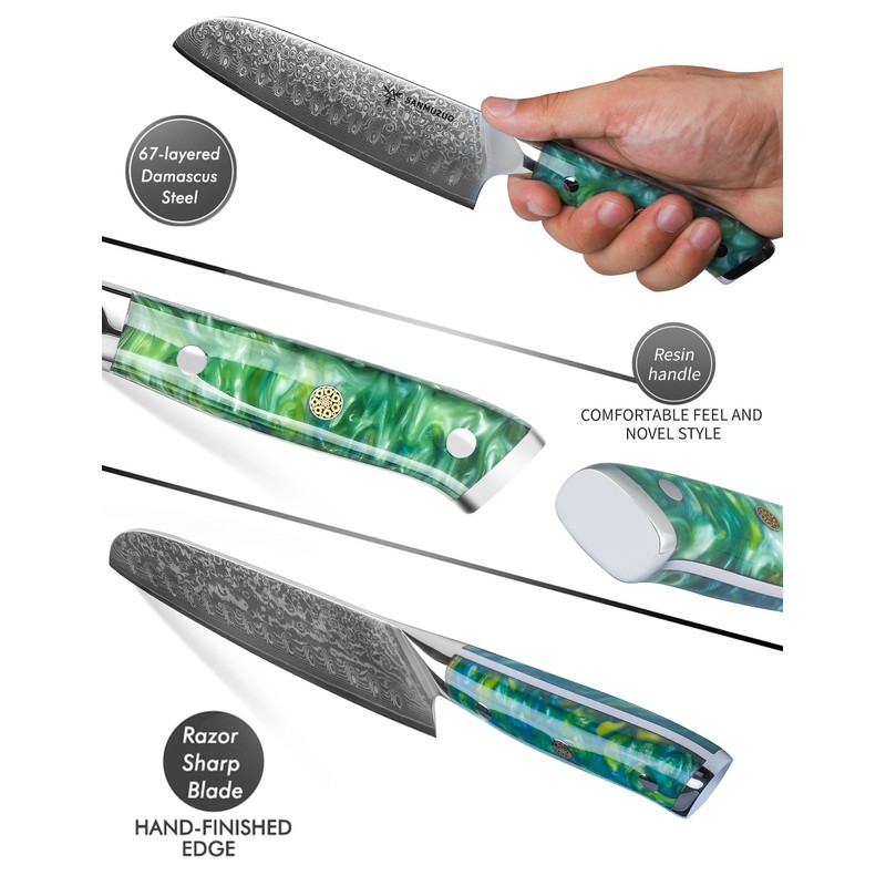 SANMUZUO Santoku Knife - 7 inch - Xuan Series -