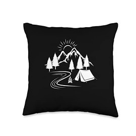 Funny Camper Outdoor Camping Dad Puristic Camping Wildlife Nature Hiking Adventures Throw Pillow, 16x16, Multicolor