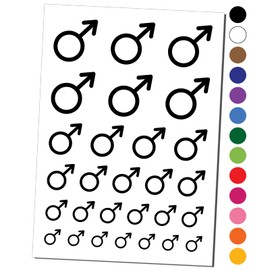 Mars Man Male Gender Symbol Temporary Tattoo Water Resistant Fake Body Art Set Collection - Light Blue (One Sheet)