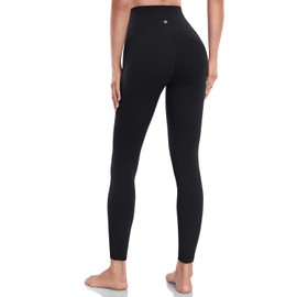 HeyNuts Pure&Plain Yoga Pro 7/8 Leggings for Women, High Waisted Compression Tummy Control Workout Buttery Soft Pants 25'' Black XXS(00)