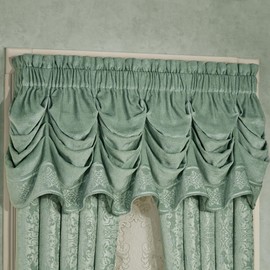 Touch of Class Grandview Damask Aqua Mist Tuck Valance Window Treatment