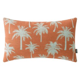 TRENDIN Palm Tree Pillow Covers 20x12 Inch Beach Decoration Tropical Cushion Cover Lumbar Pillowcase for Couch Sofa Linen Orange PL987TR