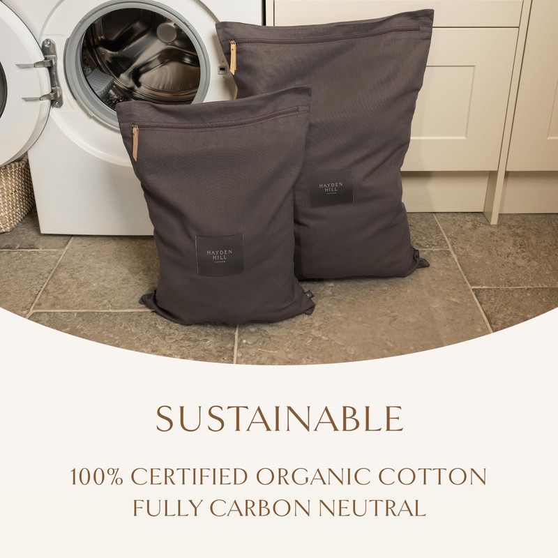 Hayden Hill Luxury Organic Cotton Travel Laundry Bags, Small &