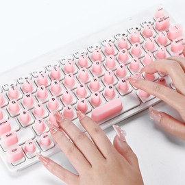 Kingdder 70 Pcs Keyboard Cover for Long Nails with Letters - Bubbles Adhesive Raised Keyboard for Long Nails for Desktop Computer