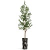 Artificial Tree in Black and White Leaf Pattern Planter, Fake