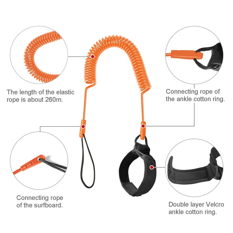 Tusenpy 10 ft Surf Leash, Retractable Surfboard Leash, Safety Lead,