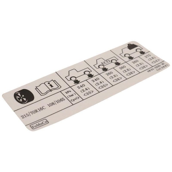 Ford Genuine Ranger TKE Tyre Pressure Side Decal 2011-2022 1731071