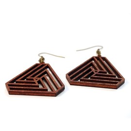 Small Triangle Infinity Earrings, Triangle Dangle Wooden Earrings, Laser Cut Earrings