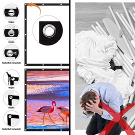 GHKJOK 200 Inch Projector Screen Large Projector Screen Outdoor Projector Screen Portable Projector Screen Movie Screen Washable Foldable Wrinkle Free Office Meeting Presentation Theater Party