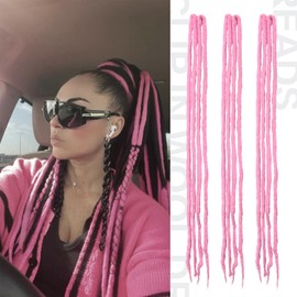 Dsoar Wool Dreads Extension Clip In Dreadlocks Pack of 3 Soft Fake Dreads Loc Extensions 22 Inches / 50 cm