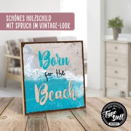 TypeStoff HS-00743 Wooden Sign with Saying - Beach - Vintage Look with Quote as Gift and Decoration on the Theme of Beach, Holiday and Relaxation