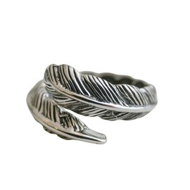 Sterling Silber 925 Feder Ring -Geburtstagsgeschenk - Weihnachtsgeschenk - Handgefertigte Geschenkideen für Frauen (Größe: US Size 6 / Diameter 16.5)
