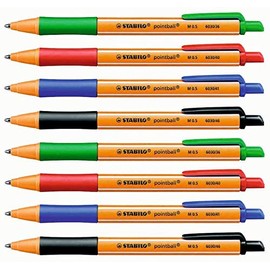 Ballpoint - STABILO pointball - 2x Black/2 x Blue/2x Green/2x Red