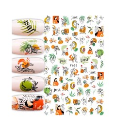 Eyes Totem Geometric Figure Nail Sticker Polka Dot Woman with Flower F653 Nail Wraps Stickers Manicure Supplies for Women Nails Full Long Lasting Easy Apply and Remove