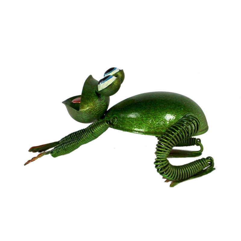 DARO DEKO Metal Figurine Sitting Frog 14 x 8 cm