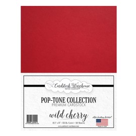 Cardstock Warehouse Pop Tone Wild Cherry Red - 8.5 x 11" - 65 Lb. / 175 Gsm Matte Premium Cardstock Paper - 50 Sheets