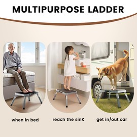 Height-Adjustable Step Stool with Anti-Slip Platform, Folding Step Stools for Adults and Kids, Portable and Space-Saving Step Ladder for Kitchen, Home, Office, Rv (300 lbs)