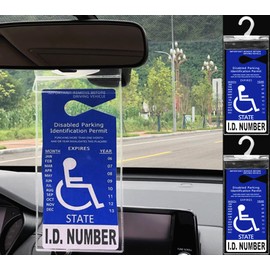 lofrcin 2 PCS Handicap Placard Holder for Auto, Ultra Transparent Handicapped Placard Holder, Handicap Parking Sign Holder With Large Hanger