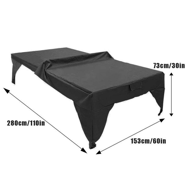 Table Tennis Table Cover, Waterproof, Windproof, Durable, Black, Tear-Resistant Table